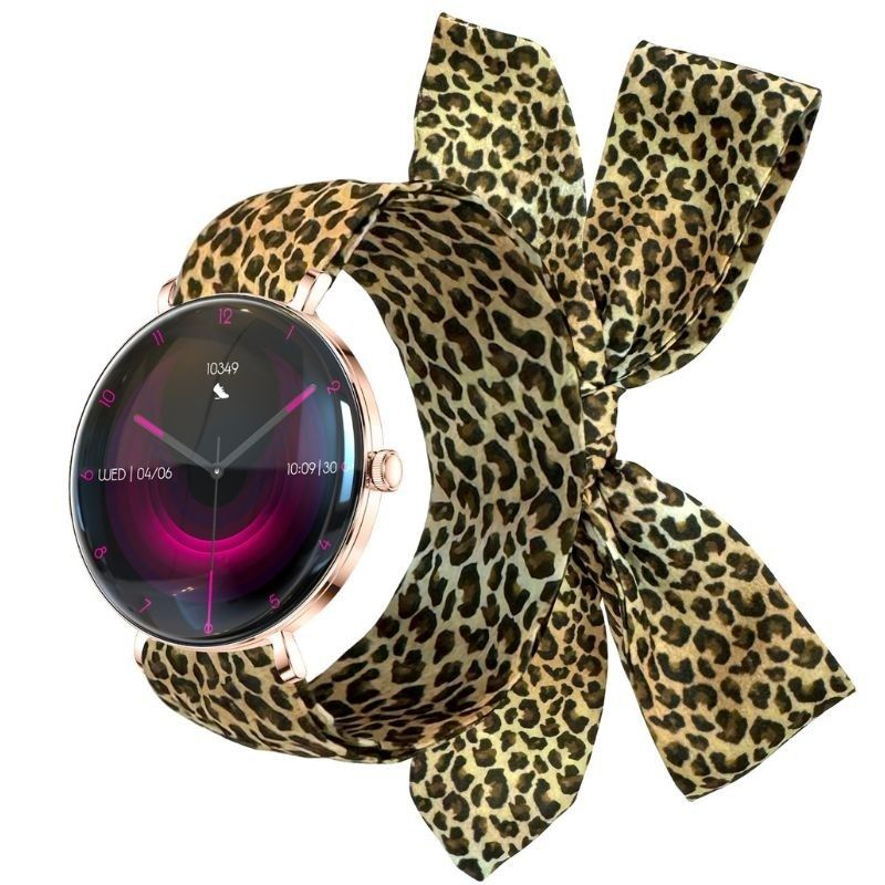 Forever smartwatch lucca sb-370/ notificaciones/ frecuencia cardiaca/ oro rosa/ incluye correa leopardo