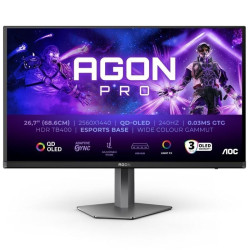 Monitor gaming ultraparonámico aoc ag276qzd2 26.5'/ wqhd/ multimedia/ 0.03ms/ 240hz/ qled/ regulable en altura/ negro