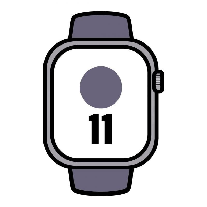 Apple watch series 11/ gps/ 46mm/ plata/ correa deportiva niebla lila (s/m)
