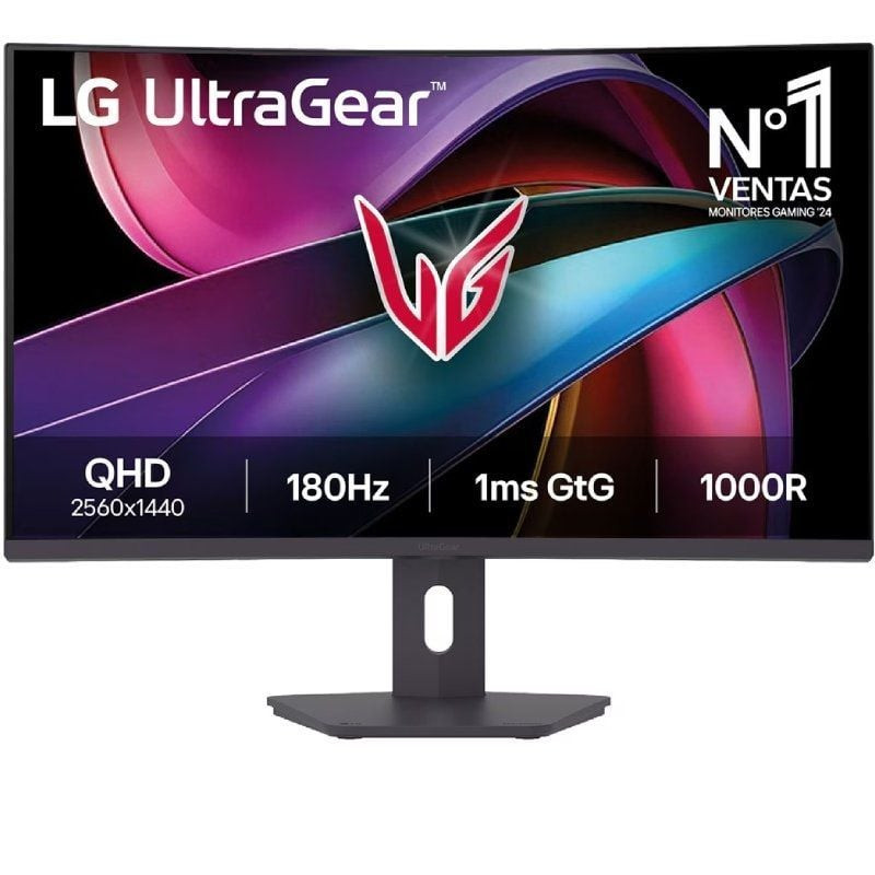 Monitor gaming curvo lg ultragear 32g600a-b 31.5'/ qhd/ 1ms/ 180hz/ va/ regulable en altura/ negro