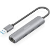 Hub usb aisens asuc-4p034-gr/ 3xusb/ 1xrj45/ gris