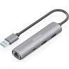 Hub usb aisens asuc-4p035-gr/ 1xusb tipo-c/ 2xusb/ 1xrj45/ gris