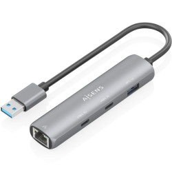 Hub usb aisens asuc-4p036-gr/ 2xusb tipo-c/ 1xusb/ 1xrj45/ gris