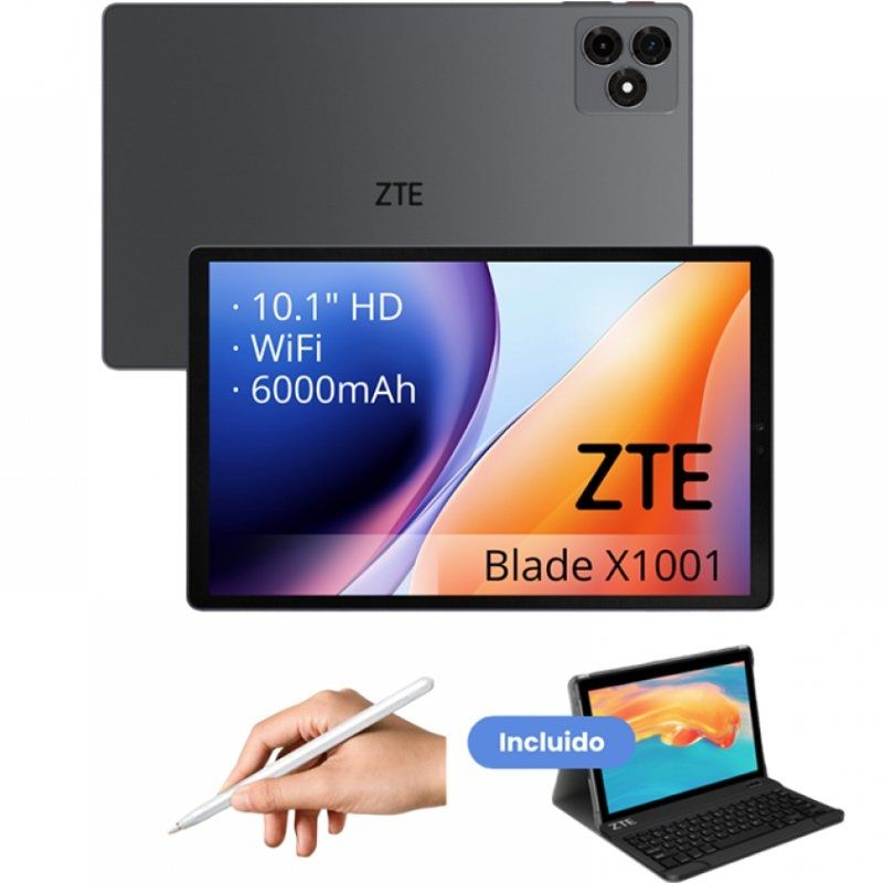Tablet zte tab blade x1001w 10.1'/ 4gb/ 128gb/ octacore/ gris/ incluye teclado y stylus pen