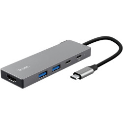 Docking usb tipo-c trust dalyx/ 2xusb/ 1xhdmi 4k/ 2xusb tipo-c/ gris