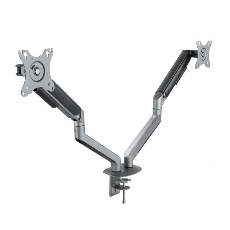 Soporte de mesa para 2 monitores tooq db4132tnr-g/ giratorio/ inclinable/ hasta 9kg