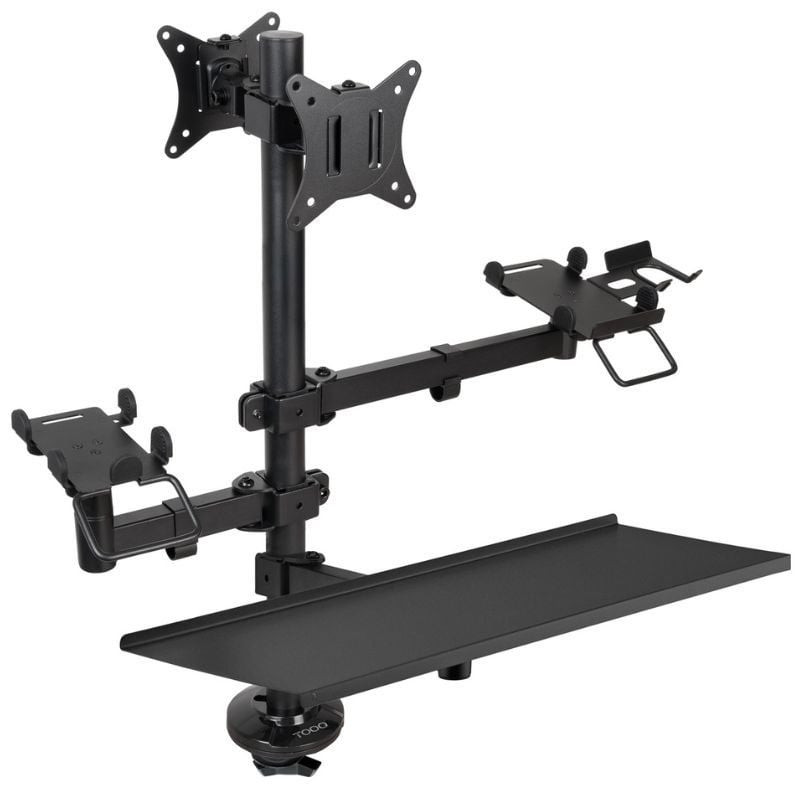Soporte de mesa para tpv 2 monitores tooq tqpm0003/ giratorio/ inclinable/ rotatorio/ hasta 9kg