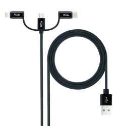 Cable usb 2.0 nanocable 10.01.3200/ lightning macho - micro usb macho/ usb tipo-c macho/ 1m/ negro