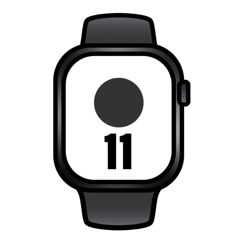 Apple watch series 11/ gps/ 42mm/ negro azabache/ correa deportiva negra (m/l)