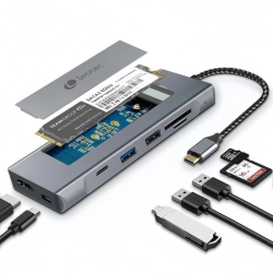 Docking usb tipo-c leotec leds07/ ranura ssd m.2/ 2xusb/ 1xusb tipo-c/ 1xhdmi 4k/ 1xlector tarjetas sd y microsd/ 1xusb tipo-c 