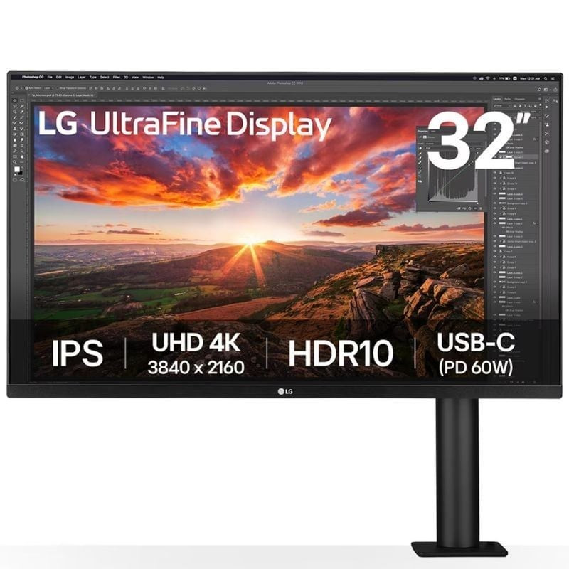 Monitor profesional lg ultrafine display 32un880k-b 31.5'/ 4k/ multimedia/ regulable en altura/ negro