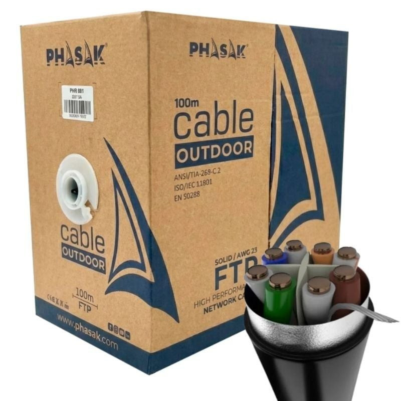 Bobina de cable rj45 ftp phasak phr 681 cat.6a/ 100m/ gris