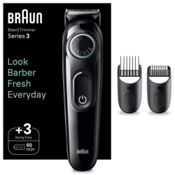 Afeitadora braun beardtrimmer series 3 bt3411/ con batería/ 2 accesorios