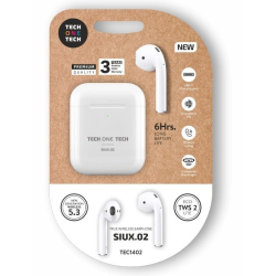 Auriculares bluetooth tech one tech siux.2 tec1402/ con estuche de carga/ autonomía 6h/ blancos