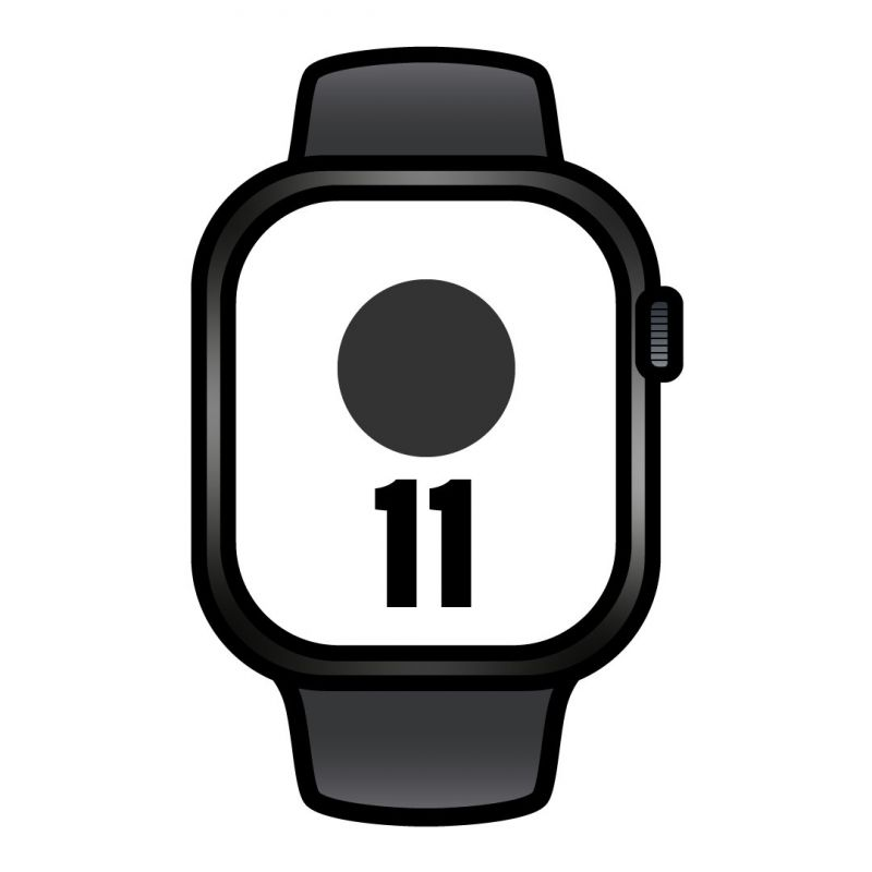 Apple watch series 11/ gps/ cellular/ 42mm/ negro azabache/ correa deportiva negra (m/l)