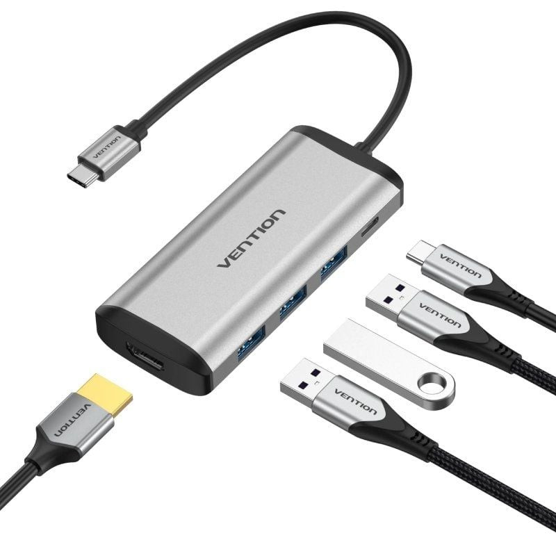 Docking usb tipo-c vention cnbhb/ 1xhdmi/ 3xusb/ 1xusb tipo-c pd/ gris Docking usb tipo-c vention cnbhb/ 1xhdmi/ 3xusb/ 1xusb tipo-c pd/ gris
