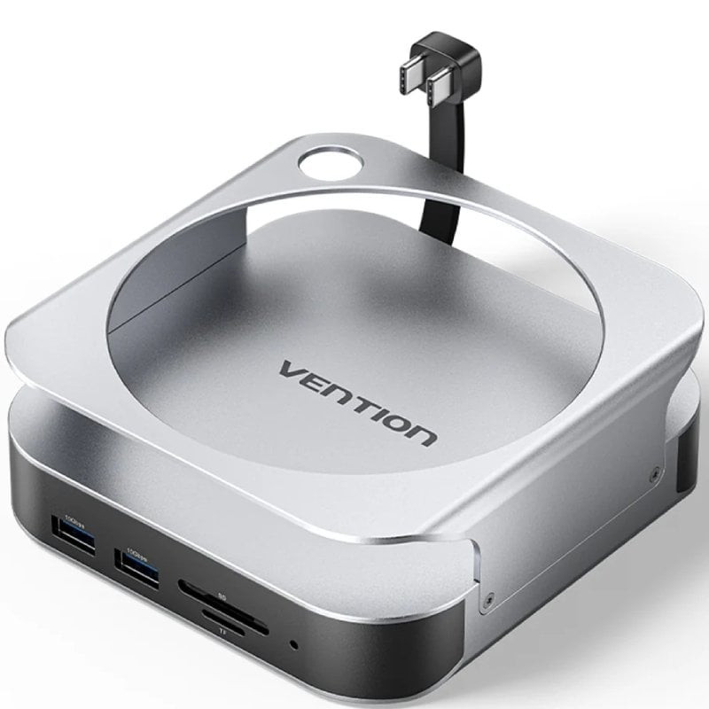 Docking para mac mini usb tipo-c vention thihag/ ranura ssd m.2/ 4xusb/ 1xusb tipo-c/ 1xdisplayport 4k/ 1xlector tarjetas/ 