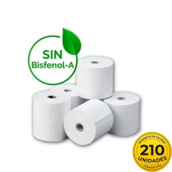 Caja de rollos papel térmico genérico 57x35 210u bpa/ 57 x 35mm/ 210 unidades