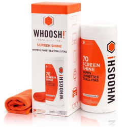 Kit toallitas whoosh wsh006 para limpieza de pantallas/ pack de 70 unidades + paño microfibra