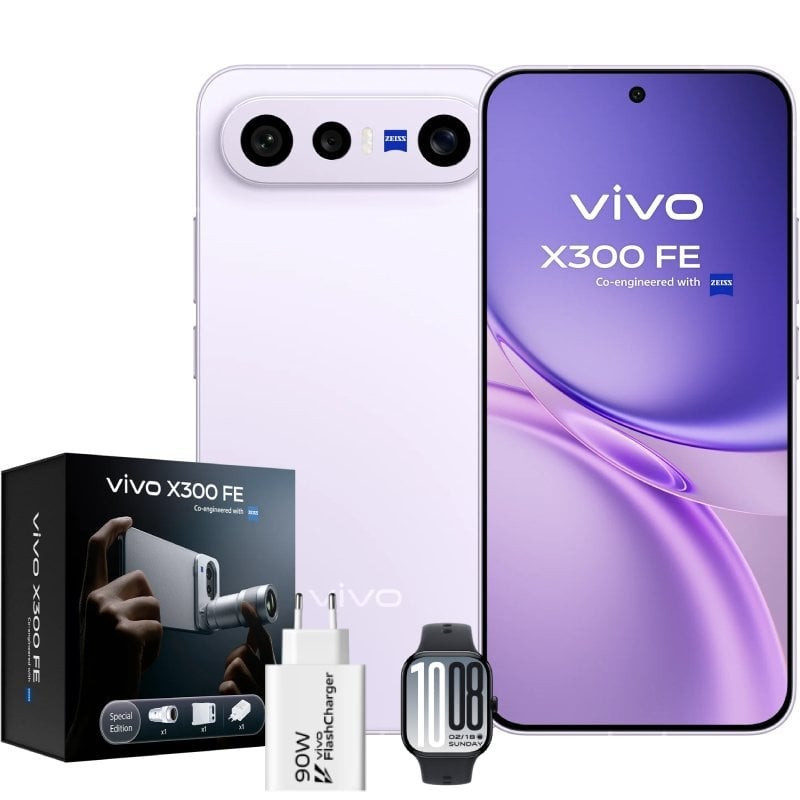 Smartphone vivo x300 fe 12gb/ 512gb/ 6.31'/ 5g/ púrpura/ incluye extensor teleobjetivo + vivo watch gt2