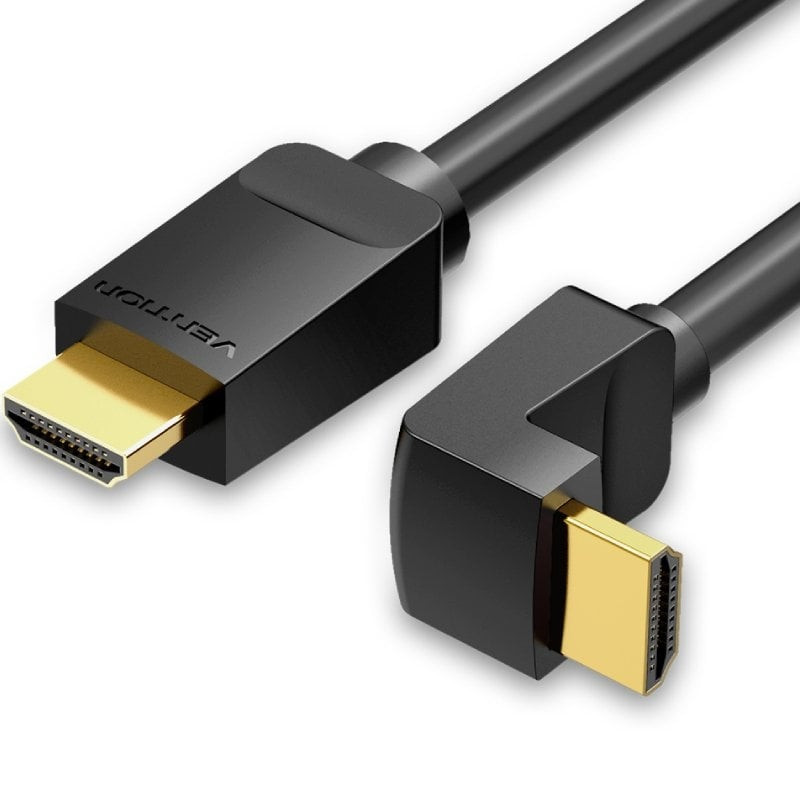 Cable hdmi 2.0 4k acodado vention aarbf/ hdmi macho - hdmi macho/ 1m/ negro