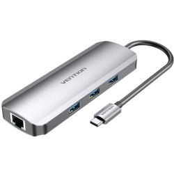 Docking usb tipo-c vention tolhb/ 1xhdmi/ 3xusb/ 1xusb tipo-c pd/ 1xrj45/ 1xlector tarjetas sd/ 1x microsd/ jack 3.5/ gris