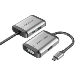 Conversor vention tfahb/ 1xusb/ 1xhdmi/ 1xvga/ 1xusb tipo-c pd/ 15cm/ gris