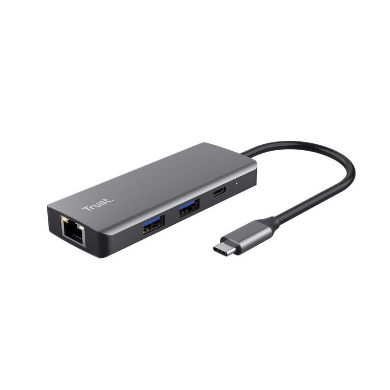 Docking usb tipo-c trust dalyx/ 2xusb/ 2xusb tipo-c/ 1xhdmi/ 1xrj45/ gris