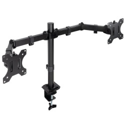 Soporte de mesa para 2 monitores tooq db1802tn-b/ giratorio/ inclinable/ hasta 8kg
