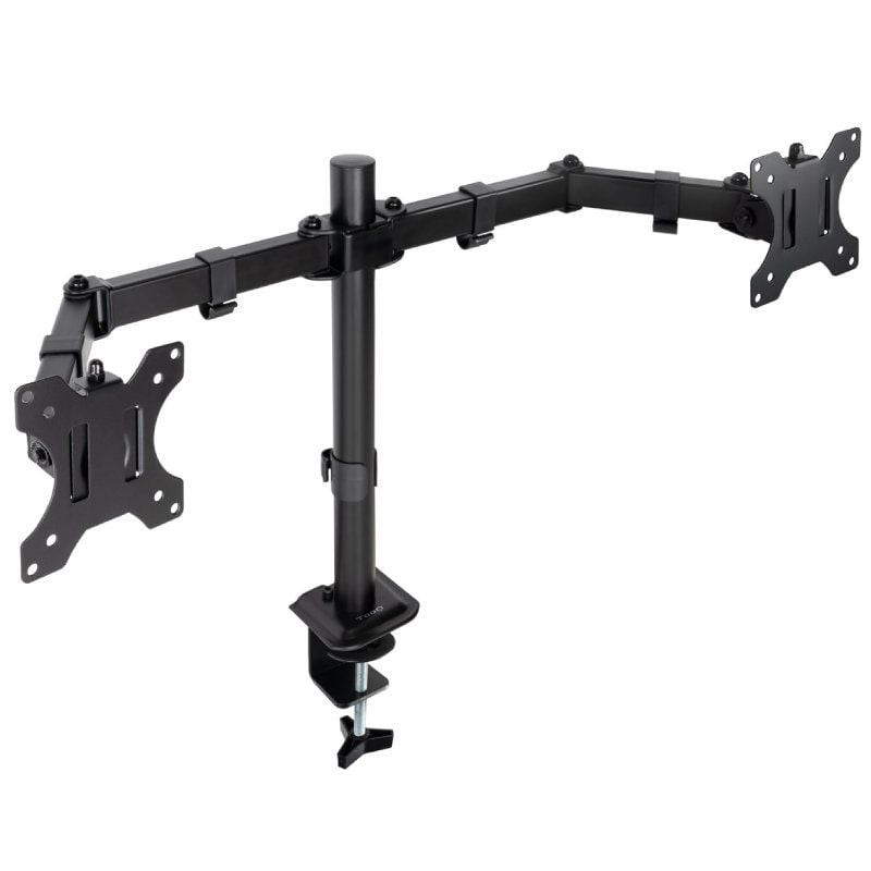 Soporte de mesa para 2 monitores tooq db1802tn-b/ giratorio/ inclinable/ hasta 8kg