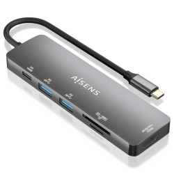 Docking usb tipo-c aisens asuc-6p016-gr/ 1xhdmi/ 2xusb/ 1xlector tarjetas/ 1xusb tipo-c pd/ gris