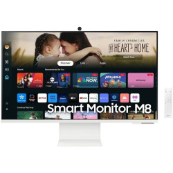 Smart monitor samsung m8 s32dm801uu 32'/ 4k/ multimedia/ regulable en altura/ smart tv/ webcam/ blanco