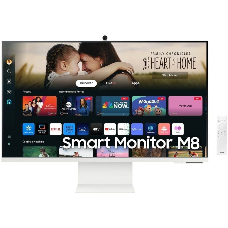Smart monitor samsung m8 s32dm801uu 32'/ 4k/ multimedia/ regulable en altura/ smart tv/ webcam/ blanco