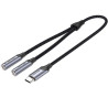 Cable conversor usb tipo-c vention bgphy/ usb tipo-c macho - 2x jack 3.5 hembra/ 30cm/ gris