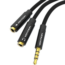 Cable estéreo vention bbmby/ jack 3.5 macho - 2x jack 2.5 hembra/ 30cm/ negro