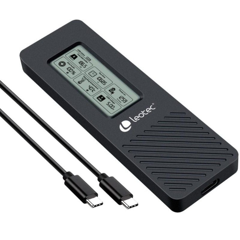 Caja externa para disco ssd m.2 nvme leotec lem2ext01/ usb 3.2/ con pantalla lcd