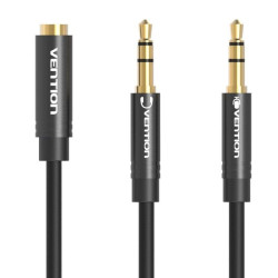 Cable estéreo vention bboby/ 2x jack 3.5 macho - jack 3.5 hembra/ 30cm/ negro