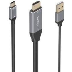 Cable conversor aisens a109-0871/ hdmi macho/ usb macho - usb tipo-c macho/ 1.8m/ negro