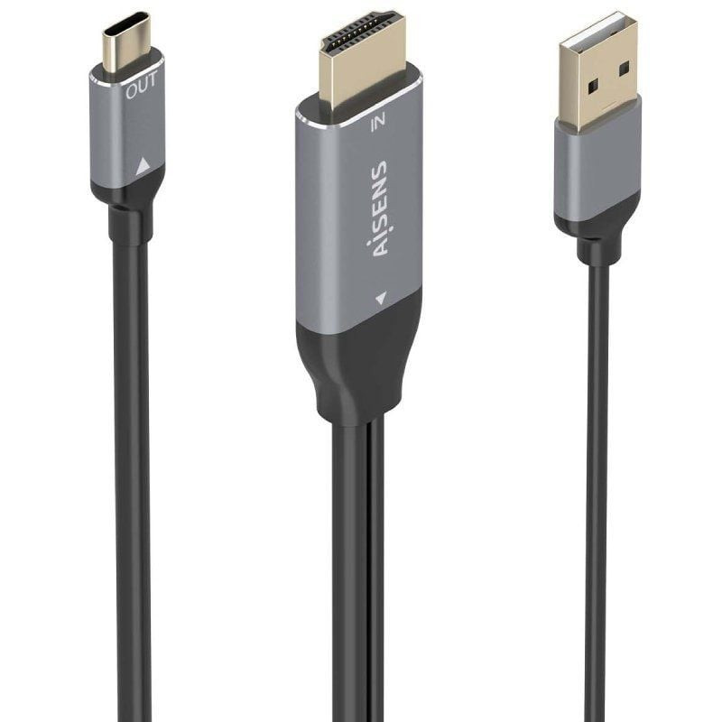 Cable conversor aisens a109-0871/ hdmi macho/ usb macho - usb tipo-c macho/ 1.8m/ negro