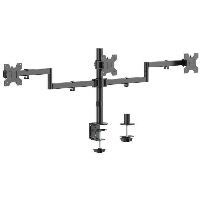 Soporte de mesa para 3 monitores aisens dt27tsr-281/ giratorio/ inclinable/ hasta 10kg