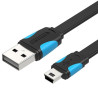 Cable usb 2.0 vention vas-a14-b150/ mini usb macho - usb macho/ hasta 10w/ 480mbps/ 1.5m/ azul y negro