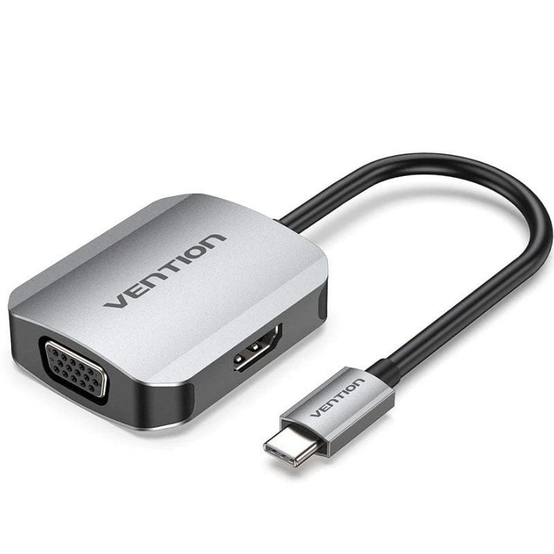 Conversor vention tdihb/ usb tipo-c macho/ vga hembra - hdmi hembra/ 15cm/ plata Conversor vention tdihb/ usb tipo-c macho/ vga hembra - hdmi hembra/ 15cm/ plata