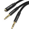 Cable estéreo vention bblbf/ 2x jack 3.5 macho - jack 3.5 hembra/ 1m/ negro