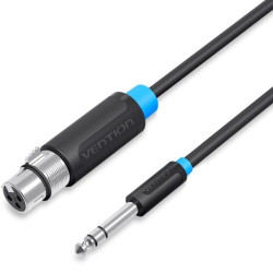 Cable estéreo vention bbebf/ jack 6.5 macho - xlr hembra/ 1m/ negro