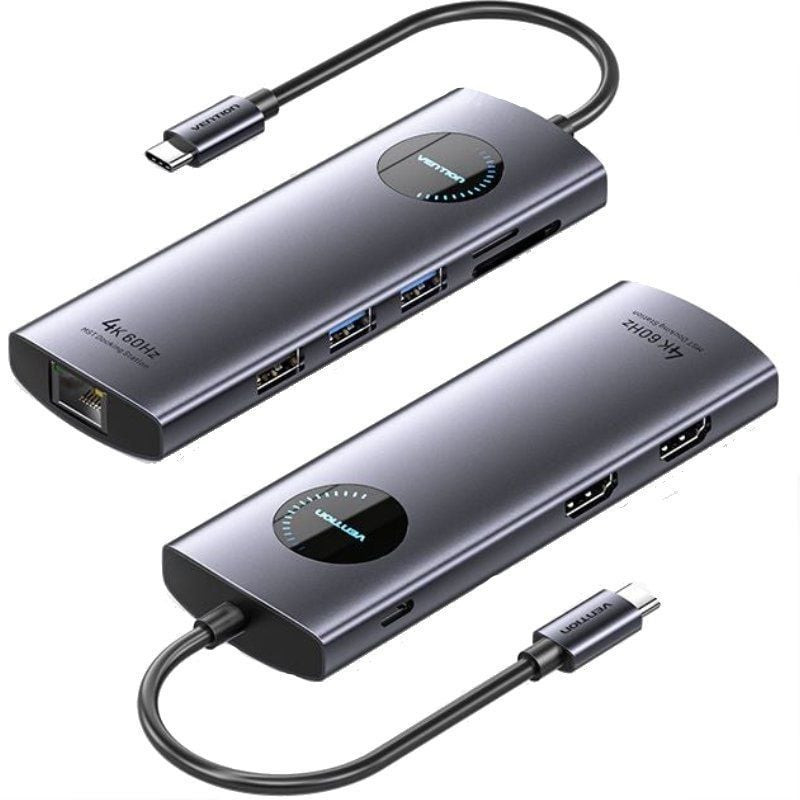 Docking usb tipo-c vention tqvhb/ 2xhdmi/ 3xusb/ 1xrj45/ 1xlector de tarjetas/ 1xusb tipo-c pd/ gris Docking usb tipo-c vention tqvhb/ 2xhdmi/ 3xusb/ 1xrj45/ 1xlector de tarjetas/ 1xusb tipo-c pd/ gris