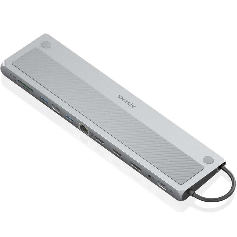 Docking usb tipo-c aisens asuc-12p020-gr/ 2xhdmi/ 3xusb/ 1xusb tipo-c/ 1xrj45/ 1xdisplayport/ 1xlector tarjetas/ 1xusb tipo-c 