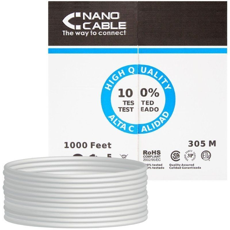 Bobina de cable rj45 utp nanocable 10.20.0304-flex cat.5e/ 305m/ gris