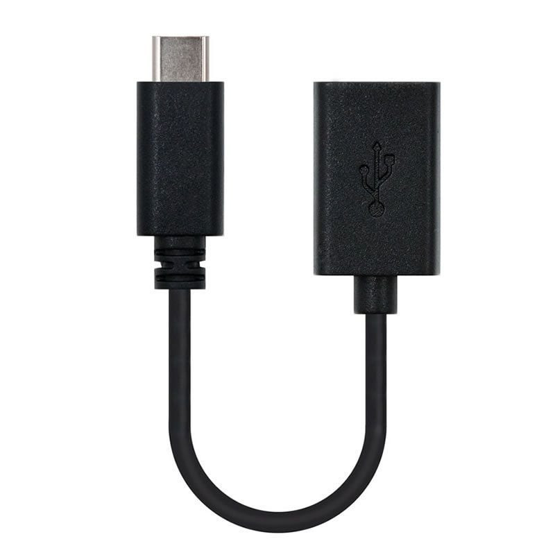 Cable usb 2.0 tipo-c nanocable 10.01.2400/ usb tipo-c macho - usb hembra/ 15cm/ negro